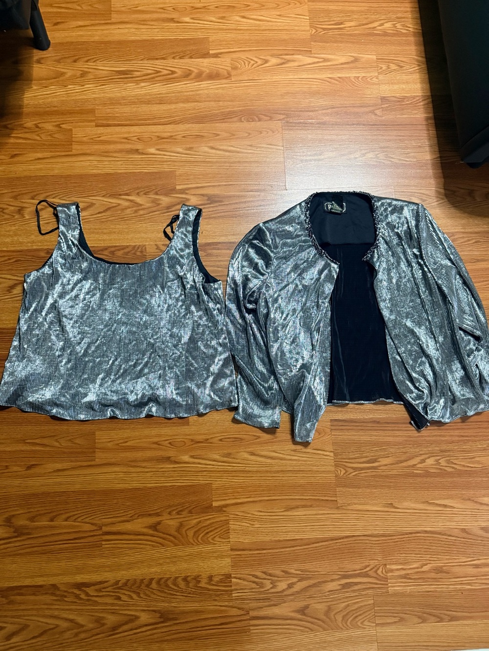 Silver Metallic Tank and Jacket Set